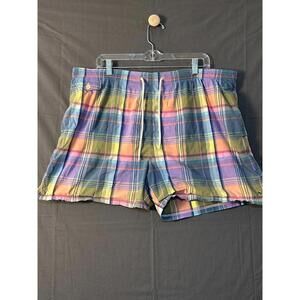 Façonnable Men's Plaid Swim Trunks - Size Large - Colorful Pastel Check